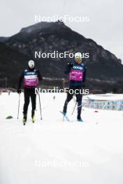 05.01.2024, Val di Fiemme, Italy (ITA): Maurice Manificat (FRA), Lucas Chanavat (FRA), (l-r)  - FIS world cup cross-country, tour de ski, training, Val di Fiemme (ITA). www.nordicfocus.com. © Modica/NordicFocus. Every downloaded picture is fee-liable.