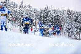 19.01.2024, Oberhof, Germany (GER): Marcus Grate (SWE), Lucas Chanavat (FRA), Federico Pellegrino (ITA), Calle Halfvarsson (SWE), James Clinton Schoonmaker (USA), (l-r)  - FIS world cup cross-country, individual sprint, Oberhof (GER). www.nordicfocus.com. © Authamayou/NordicFocus. Every downloaded picture is fee-liable.