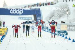 19.01.2024, Oberhof, Germany (GER): Erik Valnes (NOR), Lucas Chanavat (FRA), Johannes Hoesflot Klaebo (NOR), Ansgar Evensen (NOR), (l-r)  - FIS world cup cross-country, individual sprint, Oberhof (GER). www.nordicfocus.com. © Modica/NordicFocus. Every downloaded picture is fee-liable.