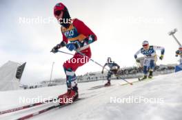20.01.2024, Oberhof, Germany (GER): Harald Oestberg Amundsen (NOR), Federico Pellegrino (ITA), Jens Burman (SWE), (l-r)  - FIS world cup cross-country, mass, Oberhof (GER). www.nordicfocus.com. © Modica/NordicFocus. Every downloaded picture is fee-liable.
