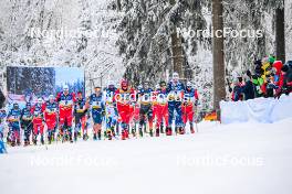 20.01.2024, Oberhof, Germany (GER): Scott Patterson (USA), Federico Pellegrino (ITA), Martin Loewstroem Nyenget (NOR), Erik Valnes (NOR), Paal Golberg (NOR), Antoine Cyr (CAN), Andrew Musgrave (GBR), Calle Halfvarsson (SWE), Harald Oestberg Amundsen (NOR), Friedrich Moch (GER), Mika Vermeulen (AUT), Hugo Lapalus (FRA), Simen Hegstad Krueger (NOR), (l-r)  - FIS world cup cross-country, mass, Oberhof (GER). www.nordicfocus.com. © Authamayou/NordicFocus. Every downloaded picture is fee-liable.