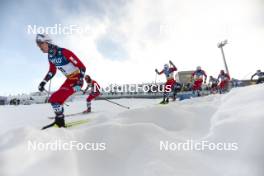 20.01.2024, Oberhof, Germany (GER): Erik Valnes (NOR), Harald Oestberg Amundsen (NOR), Martin Loewstroem Nyenget (NOR), Johannes Hoesflot Klaebo (NOR), (l-r)  - FIS world cup cross-country, mass, Oberhof (GER). www.nordicfocus.com. © Modica/NordicFocus. Every downloaded picture is fee-liable.