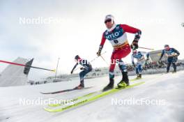 20.01.2024, Oberhof, Germany (GER): Mathis Desloges (FRA), Didrik Toenseth (NOR), Johan Haeggstroem (SWE), Davide Graz (ITA), (l-r)  - FIS world cup cross-country, mass, Oberhof (GER). www.nordicfocus.com. © Modica/NordicFocus. Every downloaded picture is fee-liable.
