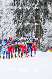 20.01.2024, Oberhof, Germany (GER): Harald Oestberg Amundsen (NOR), Friedrich Moch (GER), Mika Vermeulen (AUT), Hugo Lapalus (FRA), Simen Hegstad Krueger (NOR), (l-r)  - FIS world cup cross-country, mass, Oberhof (GER). www.nordicfocus.com. © Authamayou/NordicFocus. Every downloaded picture is fee-liable.