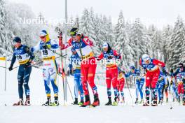 20.01.2024, Oberhof, Germany (GER): Jens Burman (SWE), Mika Vermeulen (AUT), Johannes Hoesflot Klaebo (NOR), (l-r)  - FIS world cup cross-country, mass, Oberhof (GER). www.nordicfocus.com. © Authamayou/NordicFocus. Every downloaded picture is fee-liable.