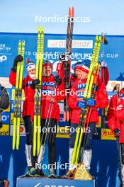 21.01.2024, Oberhof, Germany (GER): Martin Loewstroem Nyenget (NOR), Erik Valnes (NOR), Paal Golberg (NOR), Johannes Hoesflot Klaebo (NOR), (l-r)  - FIS world cup cross-country, relay, Oberhof (GER). www.nordicfocus.com. © Authamayou/NordicFocus. Every downloaded picture is fee-liable.