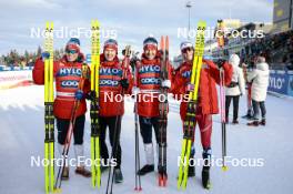 21.01.2024, Oberhof, Germany (GER): Martin Loewstroem Nyenget (NOR), Erik Valnes (NOR), Paal Golberg (NOR), Johannes Hoesflot Klaebo (NOR), (l-r)  - FIS world cup cross-country, relay, Oberhof (GER). www.nordicfocus.com. © Modica/NordicFocus. Every downloaded picture is fee-liable.