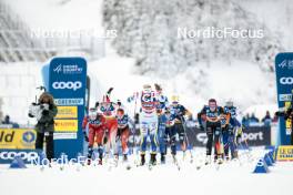 21.01.2024, Oberhof, Germany (GER): Kristin Austgulen Fosnaes (NOR), Giuliana Werro (SUI), Linn Svahn (SWE), Katherine Sauerbrey (GER), (l-r)  - FIS world cup cross-country, relay, Oberhof (GER). www.nordicfocus.com. © Modica/NordicFocus. Every downloaded picture is fee-liable.