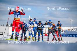 21.01.2024, Oberhof, Germany (GER): Federico Pellegrino (ITA), William Poromaa (SWE), Richard Jouve (FRA), Lucas Boegl (GER), (l-r) - FIS world cup cross-country, relay, Oberhof (GER). www.nordicfocus.com. © Authamayou/NordicFocus. Every downloaded picture is fee-liable.