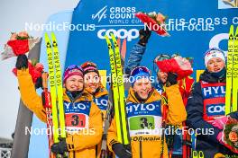 21.01.2024, Oberhof, Germany (GER): Katherine Sauerbrey (GER), Pia Fink (GER), Katharina Hennig (GER), (l-r)  - FIS world cup cross-country, relay, Oberhof (GER). www.nordicfocus.com. © Authamayou/NordicFocus. Every downloaded picture is fee-liable.