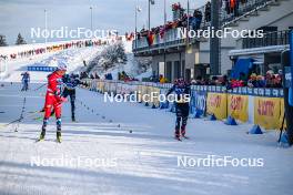 21.01.2024, Oberhof, Germany (GER): Johannes Hoesflot Klaebo (NOR), Federico Pellegrino (ITA), (l-r)  - FIS world cup cross-country, relay, Oberhof (GER). www.nordicfocus.com. © Authamayou/NordicFocus. Every downloaded picture is fee-liable.
