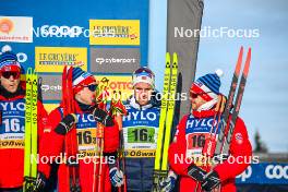 21.01.2024, Oberhof, Germany (GER): Mattis Stenshagen (NOR), Simen Hegstad Krueger (NOR), Didrik Toenseth (NOR), Haavard Solaas Taugboel (NOR), (l-r)  - FIS world cup cross-country, relay, Oberhof (GER). www.nordicfocus.com. © Authamayou/NordicFocus. Every downloaded picture is fee-liable.