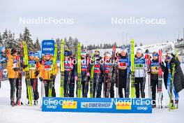 21.01.2024, Oberhof, Germany (GER): Pia Fink (GER), Katharina Hennig (GER), Katherine Sauerbrey (GER), Linn Svahn (SWE), Frida Karlsson (SWE), Ebba Andersson (SWE), Jonna Sundling (SWE), Johanna Matintalo (FIN), Anne Kyllonen (FIN), Krista Parmakoski (FIN), Jasmi Joensuu (FIN), (l-r)  - FIS world cup cross-country, relay, Oberhof (GER). www.nordicfocus.com. © Authamayou/NordicFocus. Every downloaded picture is fee-liable.