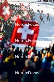27.01.2024, Goms, Switzerland (SUI): Patricija Eiduka (LAT), Jonna Sundling (SWE), Alina Meier (SUI), Lena Keck (GER), Julie Myhre (NOR), Nadine Faehndrich (SUI), (l-r)  - FIS world cup cross-country, individual sprint, Goms (SUI). www.nordicfocus.com. © Modica/NordicFocus. Every downloaded picture is fee-liable.
