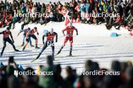 27.01.2024, Goms, Switzerland (SUI): Riccardo Bernardi (ITA), James Clugnet (GBR), Lauri Vuorinen (FIN), Lucas Chanavat (FRA), Johannes Hoesflot Klaebo (NOR), (l-r)  - FIS world cup cross-country, individual sprint, Goms (SUI). www.nordicfocus.com. © Modica/NordicFocus. Every downloaded picture is fee-liable.
