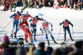 27.01.2024, Goms, Switzerland (SUI): Valerio Grond (SUI), Jules Chappaz (FRA), Oskar Svensson (SWE), Federico Pellegrino (ITA), (l-r)  - FIS world cup cross-country, individual sprint, Goms (SUI). www.nordicfocus.com. © Modica/NordicFocus. Every downloaded picture is fee-liable.