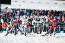 27.01.2024, Goms, Switzerland (SUI): Richard Jouve (FRA), Edvin Anger (SWE), Michael Hellweger (ITA), Haavard Solaas Taugboel (NOR), (l-r)  - FIS world cup cross-country, individual sprint, Goms (SUI). www.nordicfocus.com. © Modica/NordicFocus. Every downloaded picture is fee-liable.