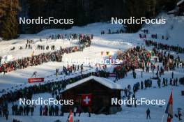 27.01.2024, Goms, Switzerland (SUI): Michael Hellweger (ITA), Oskar Svensson (SWE), Valerio Grond (SUI), Erik Valnes (NOR), Johannes Hoesflot Klaebo (NOR), Lucas Chanavat (FRA), (l-r)  - FIS world cup cross-country, individual sprint, Goms (SUI). www.nordicfocus.com. © Modica/NordicFocus. Every downloaded picture is fee-liable.