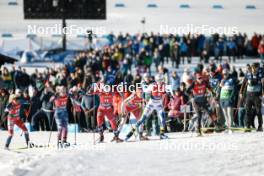 27.01.2024, Goms, Switzerland (SUI): Tereza Beranova (CZE), Samantha Smith (USA), Mathilde Myhrvold (NOR), Desiree Steiner (SUI), Maja Dahlqvist (SWE), Coletta Rydzek (GER), (l-r)  - FIS world cup cross-country, individual sprint, Goms (SUI). www.nordicfocus.com. © Modica/NordicFocus. Every downloaded picture is fee-liable.