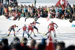 27.01.2024, Goms, Switzerland (SUI): Patricija Eiduka (LAT), Jonna Sundling (SWE), Alina Meier (SUI), Lena Keck (GER), Julie Myhre (NOR), Nadine Faehndrich (SUI), (l-r)  - FIS world cup cross-country, individual sprint, Goms (SUI). www.nordicfocus.com. © Modica/NordicFocus. Every downloaded picture is fee-liable.
