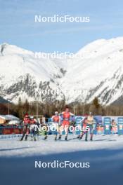 27.01.2024, Goms, Switzerland (SUI): Coletta Rydzek (GER), Frida Karlsson (SWE), Maja Dahlqvist (SWE), Nadine Faehndrich (SUI), Alina Meier (SUI), Jessie Diggins (USA), (l-r)  - FIS world cup cross-country, individual sprint, Goms (SUI). www.nordicfocus.com. © Modica/NordicFocus. Every downloaded picture is fee-liable.