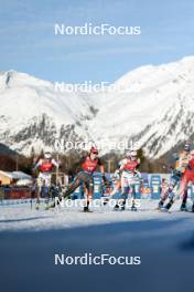 27.01.2024, Goms, Switzerland (SUI): Frida Karlsson (SWE), Coletta Rydzek (GER), Maja Dahlqvist (SWE), Jessie Diggins (USA), (l-r)  - FIS world cup cross-country, individual sprint, Goms (SUI). www.nordicfocus.com. © Modica/NordicFocus. Every downloaded picture is fee-liable.
