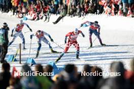 27.01.2024, Goms, Switzerland (SUI): Emil Danielsson (SWE), Johan Haeggstroem (SWE), Erik Valnes (NOR), James Clinton Schoonmaker (USA), (l-r)  - FIS world cup cross-country, individual sprint, Goms (SUI). www.nordicfocus.com. © Modica/NordicFocus. Every downloaded picture is fee-liable.