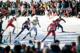 27.01.2024, Goms, Switzerland (SUI): Michael Hellweger (ITA), Edvin Anger (SWE), Haavard Solaas Taugboel (NOR), Richard Jouve (FRA), (l-r)  - FIS world cup cross-country, individual sprint, Goms (SUI). www.nordicfocus.com. © Modica/NordicFocus. Every downloaded picture is fee-liable.