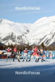 27.01.2024, Goms, Switzerland (SUI): Coletta Rydzek (GER), Frida Karlsson (SWE), Maja Dahlqvist (SWE), Nadine Faehndrich (SUI), Alina Meier (SUI), Jessie Diggins (USA), (l-r)  - FIS world cup cross-country, individual sprint, Goms (SUI). www.nordicfocus.com. © Modica/NordicFocus. Every downloaded picture is fee-liable.