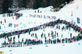 28.01.2024, Goms, Switzerland (SUI): Jessie Diggins (USA), Frida Karlsson (SWE), Ebba Andersson (SWE), Victoria Carl (GER), Nadine Faehndrich (SUI), Flora Dolci (FRA), (l-r)  - FIS world cup cross-country, mass, Goms (SUI). www.nordicfocus.com. © Modica/NordicFocus. Every downloaded picture is fee-liable.