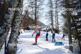 28.01.2024, Goms, Switzerland (SUI): Mika Vermeulen (AUT), Federico Pellegrino (ITA), Jules Lapierre (FRA), Friedrich Moch (GER), (l-r)  - FIS world cup cross-country, mass, Goms (SUI). www.nordicfocus.com. © Modica/NordicFocus. Every downloaded picture is fee-liable.