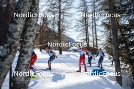 28.01.2024, Goms, Switzerland (SUI): Andrew Musgrave (GBR), Mika Vermeulen (AUT), Federico Pellegrino (ITA), Jules Lapierre (FRA), (l-r)  - FIS world cup cross-country, mass, Goms (SUI). www.nordicfocus.com. © Modica/NordicFocus. Every downloaded picture is fee-liable.