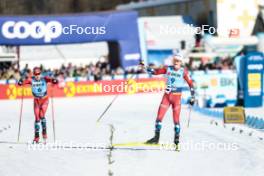 28.01.2024, Goms, Switzerland (SUI): Simen Hegstad Krueger (NOR), Johannes Hoesflot Klaebo (NOR), (l-r)  - FIS world cup cross-country, mass, Goms (SUI). www.nordicfocus.com. © Modica/NordicFocus. Every downloaded picture is fee-liable.