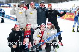 26.01.2024, Goms, Switzerland (SUI): Jonas Baumann (SUI), Marina Kaelin (SUI), Valerio Grond (SUI), Alina Meier (SUI), Cyril Faehndrich (SUI), Anja Weber (SUI), Beda Klee (SUI), Nadine Faehndrich (SUI), (l-r)  - FIS world cup cross-country, mixed relay, Goms (SUI). www.nordicfocus.com. © Modica/NordicFocus. Every downloaded picture is fee-liable.