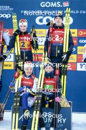 26.01.2024, Goms, Switzerland (SUI): Jens Burman (SWE), Linn Svahn (SWE), William Poromaa (SWE), Frida Karlsson (SWE), (l-r)  - FIS world cup cross-country, mixed relay, Goms (SUI). www.nordicfocus.com. © Modica/NordicFocus. Every downloaded picture is fee-liable.