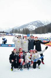 26.01.2024, Goms, Switzerland (SUI): Jonas Baumann (SUI), Marina Kaelin (SUI), Valerio Grond (SUI), Alina Meier (SUI), Cyril Faehndrich (SUI), Anja Weber (SUI), Beda Klee (SUI), Nadine Faehndrich (SUI), (l-r)  - FIS world cup cross-country, mixed relay, Goms (SUI). www.nordicfocus.com. © Modica/NordicFocus. Every downloaded picture is fee-liable.