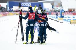 26.01.2024, Goms, Switzerland (SUI): William Poromaa (SWE), Frida Karlsson (SWE), Jens Burman (SWE), Linn Svahn (SWE), (l-r)  - FIS world cup cross-country, mixed relay, Goms (SUI). www.nordicfocus.com. © Modica/NordicFocus. Every downloaded picture is fee-liable.