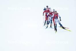 26.01.2024, Goms, Switzerland (SUI): Maria Hartz Melling (NOR), Maja Dahlqvist (SWE), Tiril Udnes Weng (NOR), Linn Svahn (SWE), (l-r)  - FIS world cup cross-country, mixed relay, Goms (SUI). www.nordicfocus.com. © Modica/NordicFocus. Every downloaded picture is fee-liable.