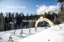 09.02.2024, Canmore, Canada (CAN): Erin Bianco (USA), Emma Albrecht (USA), Maeve Macleod (CAN), Eva Urevc (SLO), Elie-Anne Tremblay (CAN), Anja Mandeljc (SLO), (l-r)  - FIS world cup cross-country, 15km mass, Canmore (CAN). www.nordicfocus.com. © Modica/NordicFocus. Every downloaded picture is fee-liable.