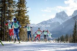 09.02.2024, Canmore, Canada (CAN): Martin Loewstroem Nyenget (NOR), Jules Chappaz (FRA), Mika Vermeulen (AUT), (l-r)  - FIS world cup cross-country, 15km mass, Canmore (CAN). www.nordicfocus.com. © Modica/NordicFocus. Every downloaded picture is fee-liable.