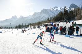 09.02.2024, Canmore, Canada (CAN): Patricija Eiduka (LAT), Rosie Brennan (USA), (l-r)  - FIS world cup cross-country, 15km mass, Canmore (CAN). www.nordicfocus.com. © Modica/NordicFocus. Every downloaded picture is fee-liable.