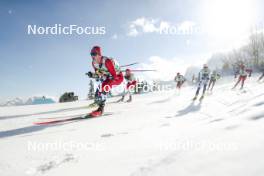 09.02.2024, Canmore, Canada (CAN): Simen Hegstad Krueger (NOR), Beda Klee (SUI), William Poromaa (SWE), (l-r)  - FIS world cup cross-country, 15km mass, Canmore (CAN). www.nordicfocus.com. © Modica/NordicFocus. Every downloaded picture is fee-liable.