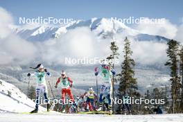 09.02.2024, Canmore, Canada (CAN): Ebba Andersson (SWE), Astrid Oeyre Slind (NOR), Jessie Diggins (USA), Frida Karlsson (SWE), (l-r)  - FIS world cup cross-country, 15km mass, Canmore (CAN). www.nordicfocus.com. © Modica/NordicFocus. Every downloaded picture is fee-liable.