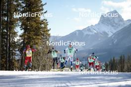 09.02.2024, Canmore, Canada (CAN): Harald Oestberg Amundsen (NOR), Friedrich Moch (GER), Jules Lapierre (FRA), Jens Burman (SWE), Didrik Toenseth (NOR), (l-r)  - FIS world cup cross-country, 15km mass, Canmore (CAN). www.nordicfocus.com. © Modica/NordicFocus. Every downloaded picture is fee-liable.