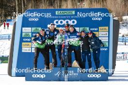 09.02.2024, Canmore, Canada (CAN): Delphine Claudel (FRA), Flora Dolci (FRA), Melissa Gal (FRA), (l-r)  - FIS world cup cross-country, 15km mass, Canmore (CAN). www.nordicfocus.com. © Modica/NordicFocus. Every downloaded picture is fee-liable.