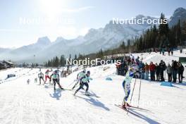 09.02.2024, Canmore, Canada (CAN): Katharina Hennig (GER), Kerttu Niskanen (FIN), Flora Dolci (FRA), Jonna Sundling (SWE), (l-r)  - FIS world cup cross-country, 15km mass, Canmore (CAN). www.nordicfocus.com. © Modica/NordicFocus. Every downloaded picture is fee-liable.