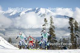 09.02.2024, Canmore, Canada (CAN): Ebba Andersson (SWE), Astrid Oeyre Slind (NOR), Jessie Diggins (USA), Frida Karlsson (SWE), (l-r)  - FIS world cup cross-country, 15km mass, Canmore (CAN). www.nordicfocus.com. © Modica/NordicFocus. Every downloaded picture is fee-liable.