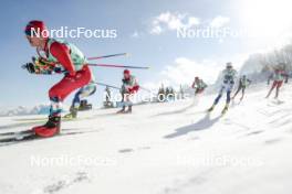09.02.2024, Canmore, Canada (CAN): Simen Hegstad Krueger (NOR), Beda Klee (SUI), Antoine Cyr (CAN), Jens Burman (SWE), (l-r)  - FIS world cup cross-country, 15km mass, Canmore (CAN). www.nordicfocus.com. © Modica/NordicFocus. Every downloaded picture is fee-liable.
