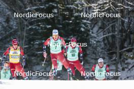 09.02.2024, Canmore, Canada (CAN): Harald Oestberg Amundsen (NOR), Johannes Hoesflot Klaebo (NOR), Erik Valnes (NOR), (l-r)  - FIS world cup cross-country, 15km mass, Canmore (CAN). www.nordicfocus.com. © Modica/NordicFocus. Every downloaded picture is fee-liable.