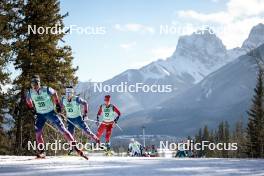 09.02.2024, Canmore, Canada (CAN): David Norris (USA), Zanden Mcmullen (USA), Mattis Stenshagen (NOR), (l-r)  - FIS world cup cross-country, 15km mass, Canmore (CAN). www.nordicfocus.com. © Modica/NordicFocus. Every downloaded picture is fee-liable.